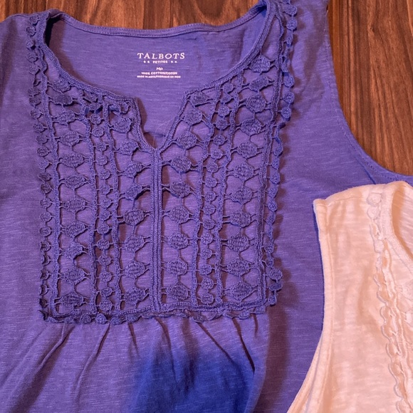 Lot of 3 Talbots Sleeveless Tops - Blue, White, and Aqua MP - Picture 3 of 3